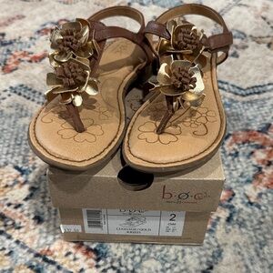 Born Brown and Gold Floral Sandals size 2